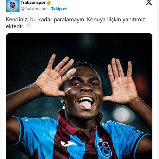 Trabzonspor'dan Aslan'a Oulai cevabı: 'Kendinizi paralamayın' - Resim: 0